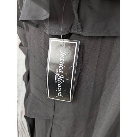 Jessica Howard Plus Size Flutter Sleeve Side Ruched Dress Black Short Size 18W - Picture 5 of 5